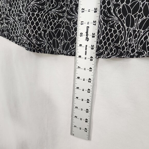Roaman's Knee Length Button Up Tunic Plus Sz 24W Black White Short Sleeve Flowy - Picture 4 of 7